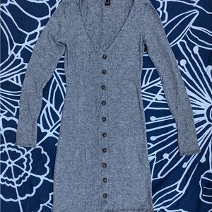 Heather grey longsleeve ribbed bodycon mini dress by Forever 21, size small